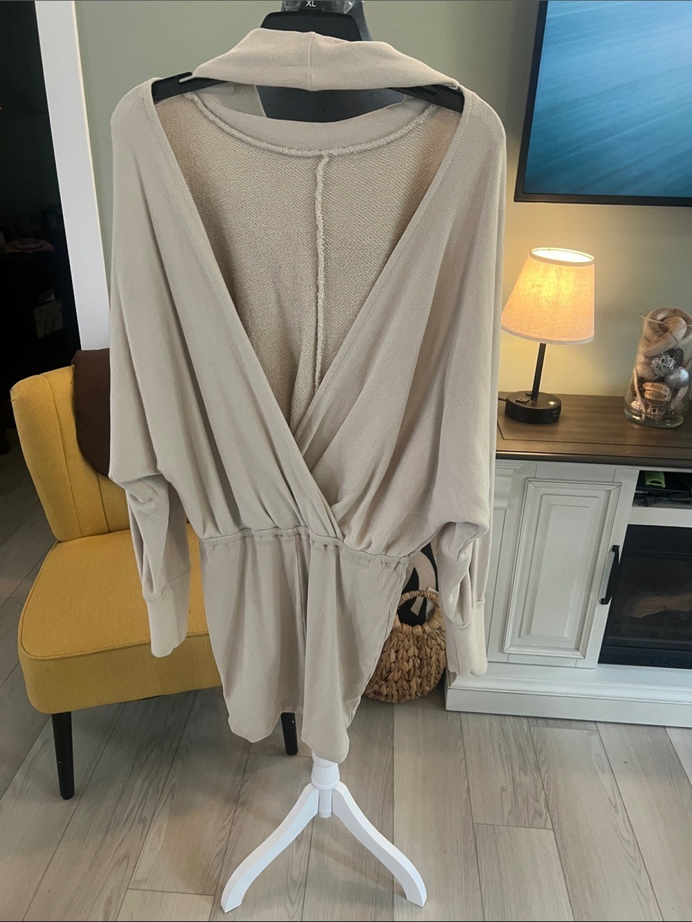 Free People Beige Cream Long Sleeve Romper Dress - Picture 3 of 7